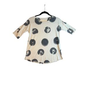 Raquel Allegra Basic Gray Tie Dye Polka Dot Elbow Sleeve Knit Top Size 1 Small